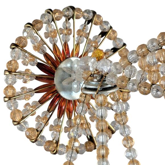 Vintage Beaded Windmill Sculpture Gold Amber Plastic Bead Handmade 13" Farmhouse - Picture 12 of 16